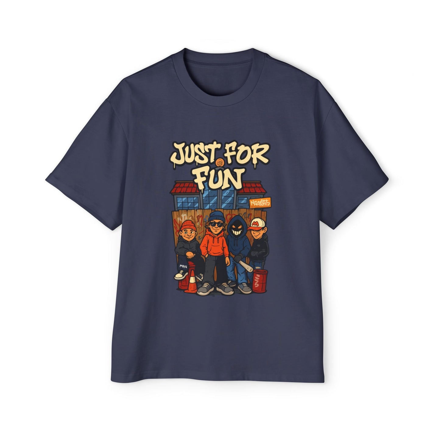 Just for Fun Oversized Tee, Men's Casual Shirt, Streetwear Fashion, Relaxed Fit Top, Gift for Him, Weekend Wear - Maklenn