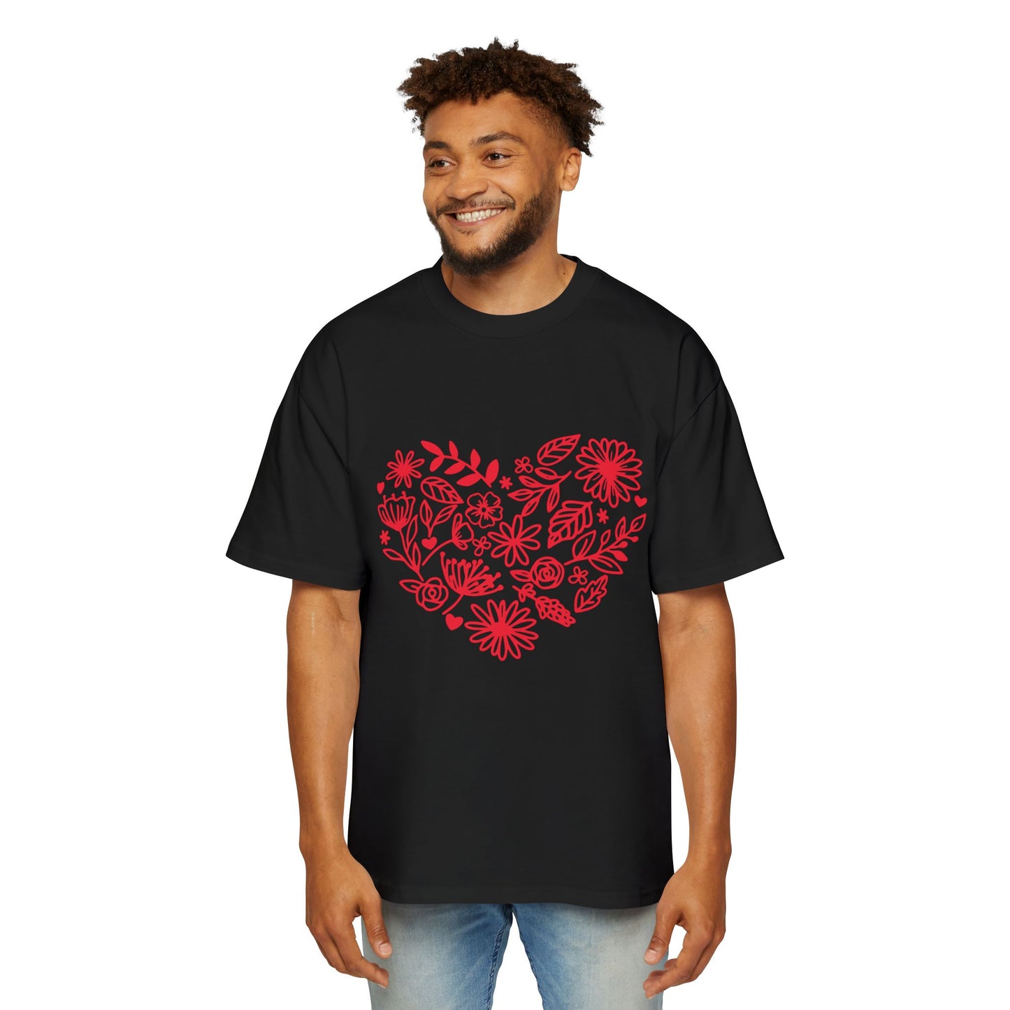 Romantic Floral Oversized Tee - Perfect for Valentine's Day, Casual Wear, Gift for Him, Comfortable Fashion, Everyday Style Printify