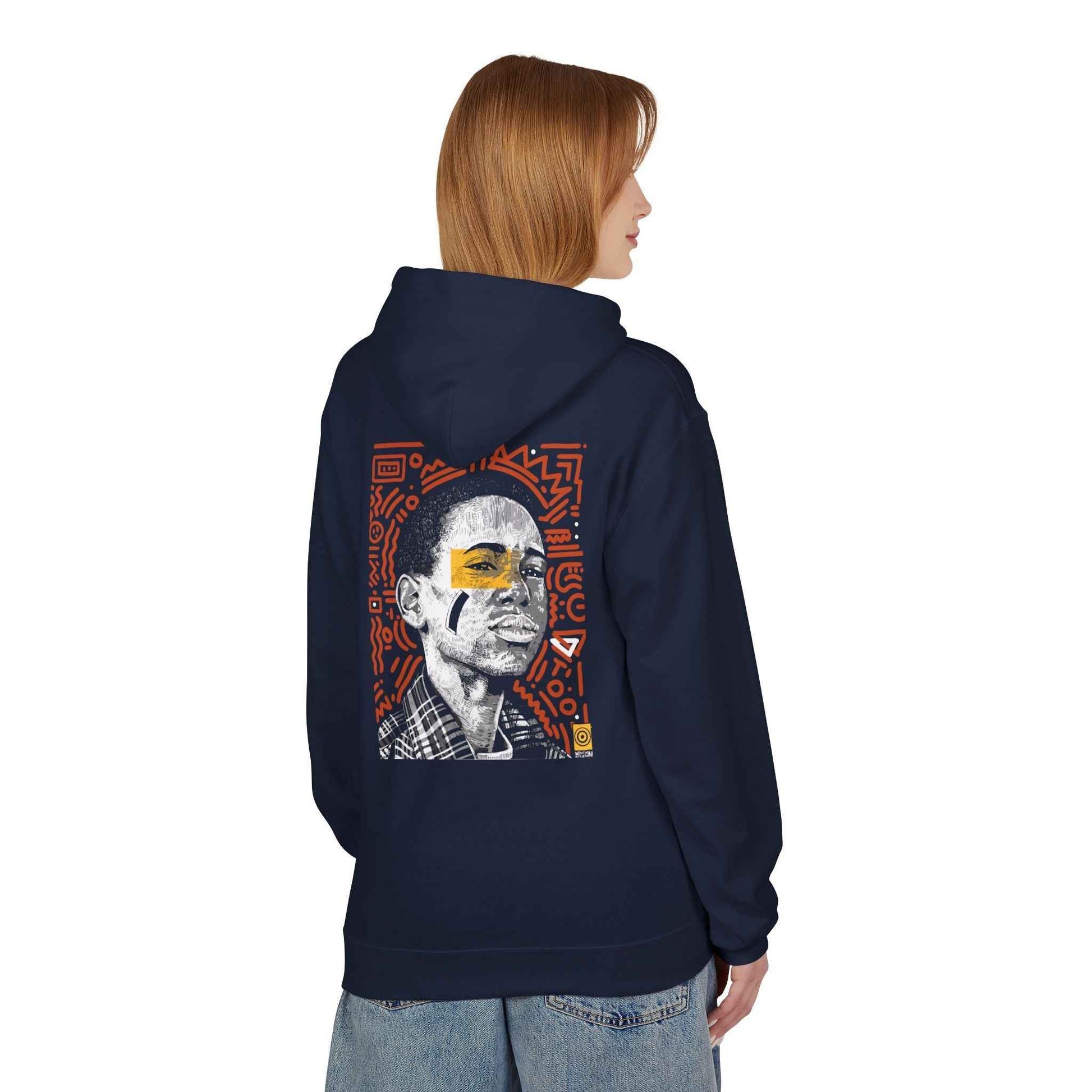 Artistic Fleece Hoodie with Unique Graphic Print for Comfort, Casual Wear, Gift for Art Lovers, Unisex Hip Hop Style