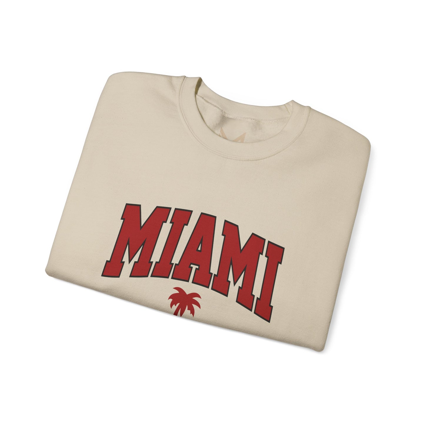 Miami Graphic Crewneck Sweatshirt, Unisex Sweatshirt, Cozy Miami Apparel, Casual Streetwear, Perfect Gift for Sport Lovers Printify