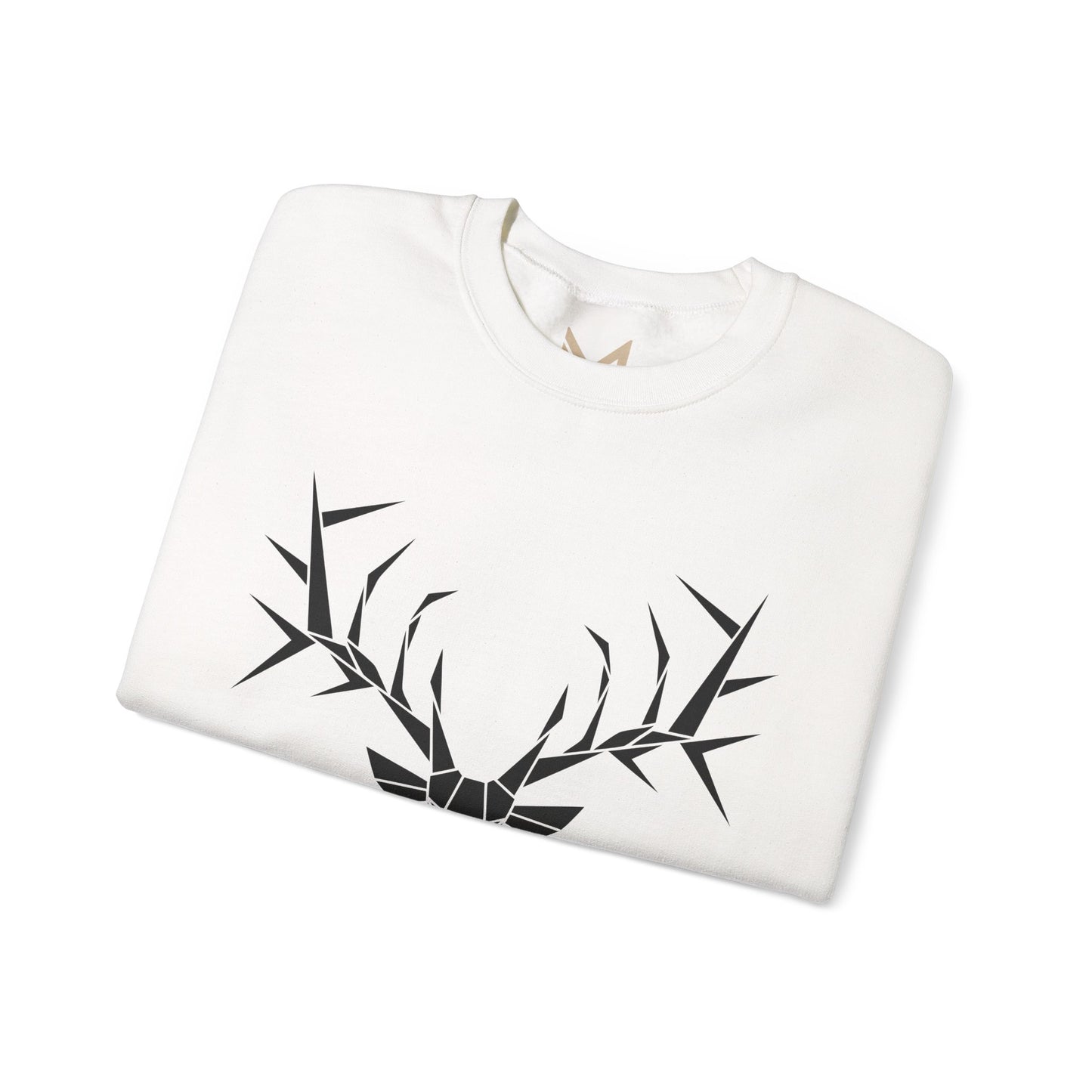 Geometric Stag Crewneck Sweatshirt — Minimal Black Deer Graphic Printify