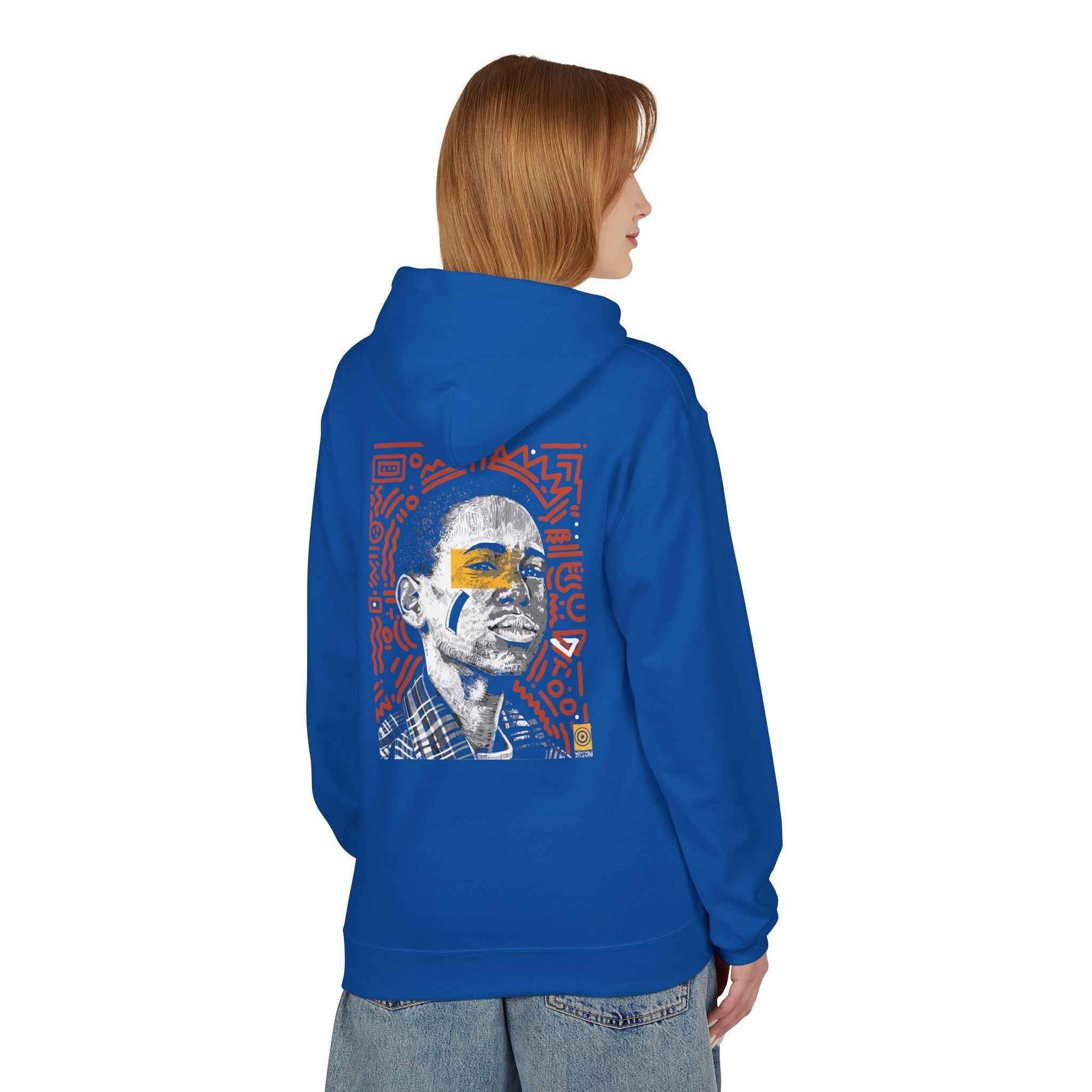 Artistic Fleece Hoodie with Unique Graphic Print for Comfort, Casual Wear, Gift for Art Lovers, Unisex Hip Hop Style