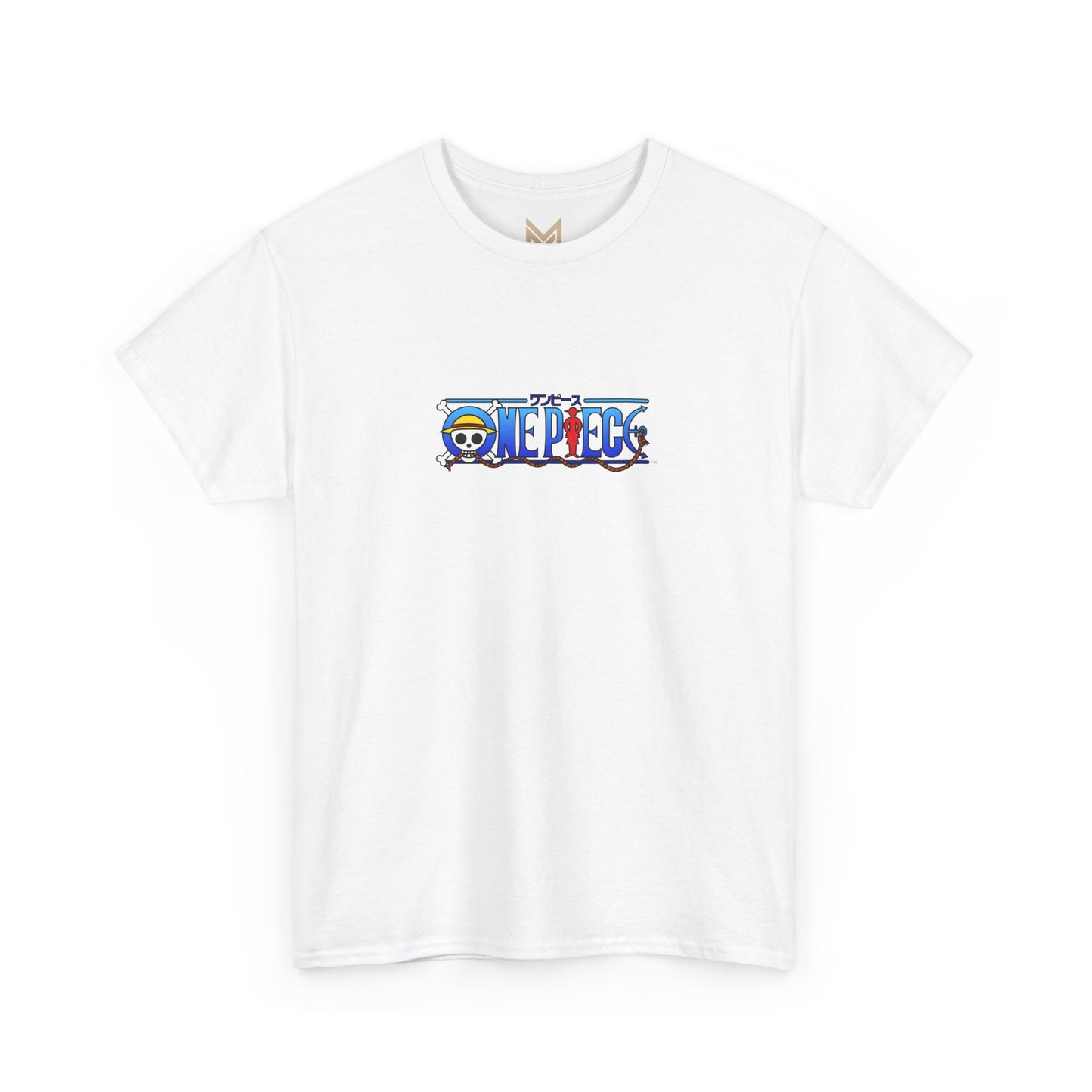 One Piece Anime Tee — White 'King' Pirate Skull Chest & Back Graphic Shirt