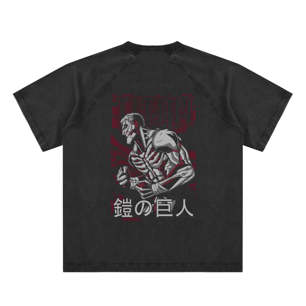 Armoured Titan | Attack On Titan | Vintage Washed Raglan Cotton T-Shirt ODMPOD