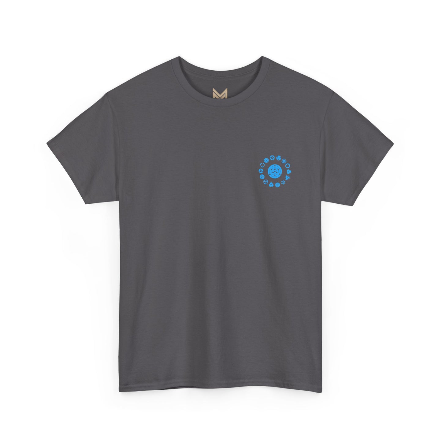 Anime Character Graphic Tee — Blue-Haired Manga Hero Back Print