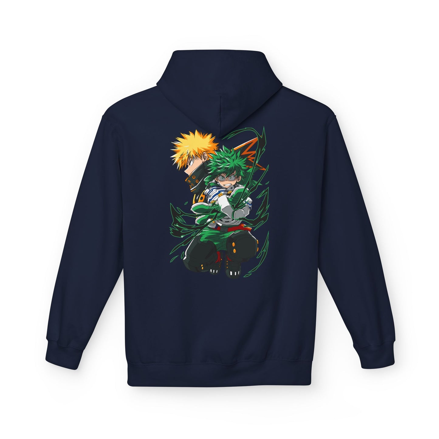 Anime Hero Duo Hoodie — Action Back Print with Japanese Logo