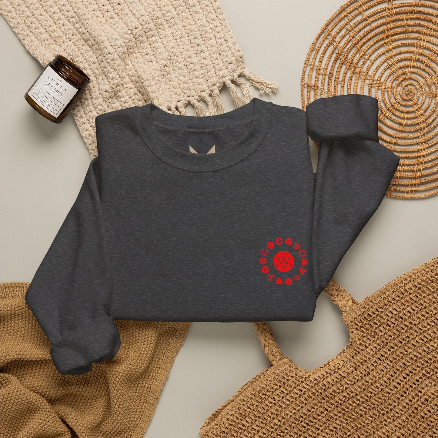 Crewneck Sweatshirt — Anime Demon Guardian Design (Red-Haired Warrior)