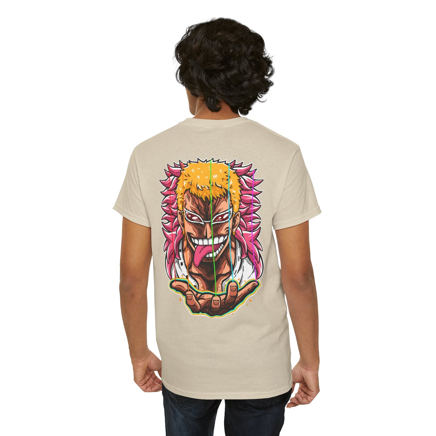 Anime Graphic Tee — Bold Color Manga Villain Back Print