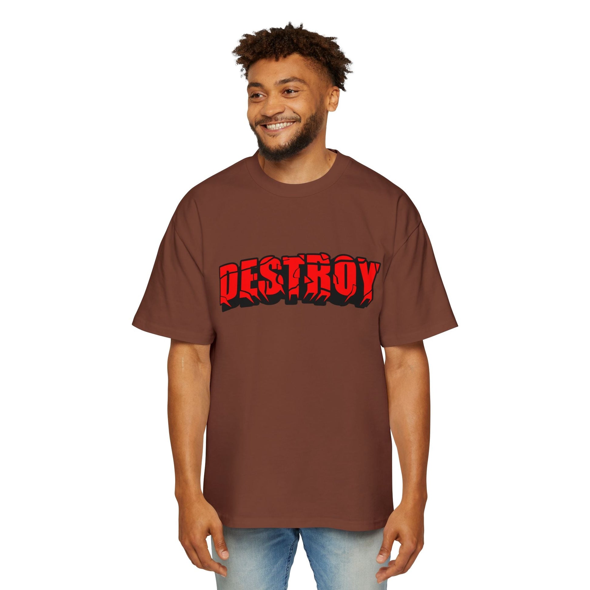 Men's Oversized Graphic Tee - DESTROY, Casual Streetwear, Unisex Fashion, Trendy Men's Shirt, Gift for Him, Everyday Wear - Maklenn