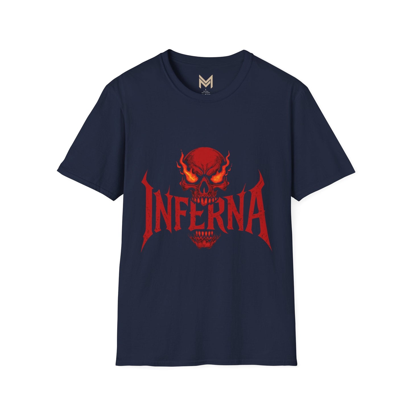 Unisex Softstyle Graphic Tee - Infernally Cool Skull Design, Alternative Fashion, Gift for Gamers, Casual Wear, Halloween Spook Printify
