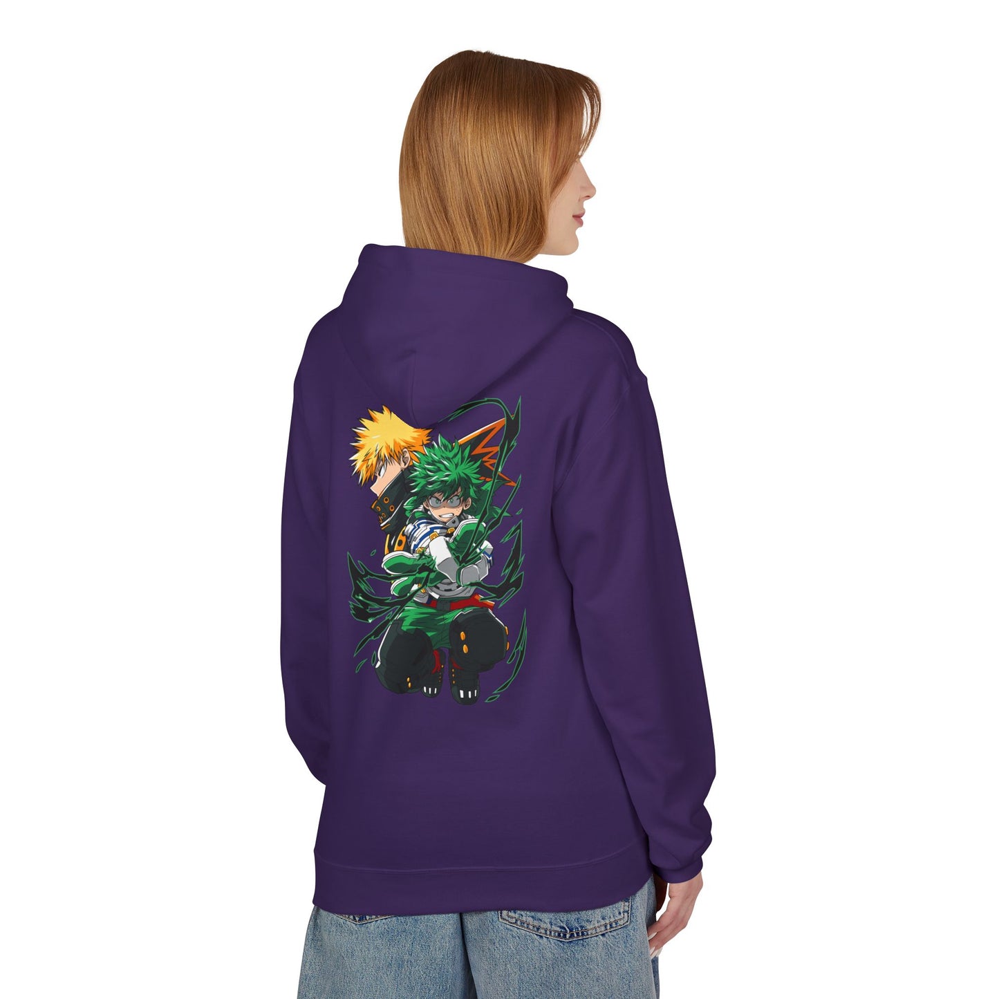 Anime Hero Duo Hoodie — Action Back Print with Japanese Logo