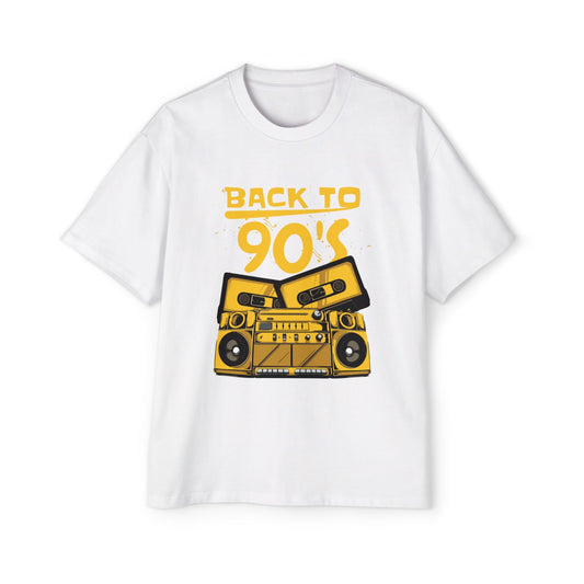 Retro 90's Boombox Oversized Tee, Casual Streetwear, Vintage Graphic Shirt, Gift for Music Lovers, Throwback Style - Maklenn