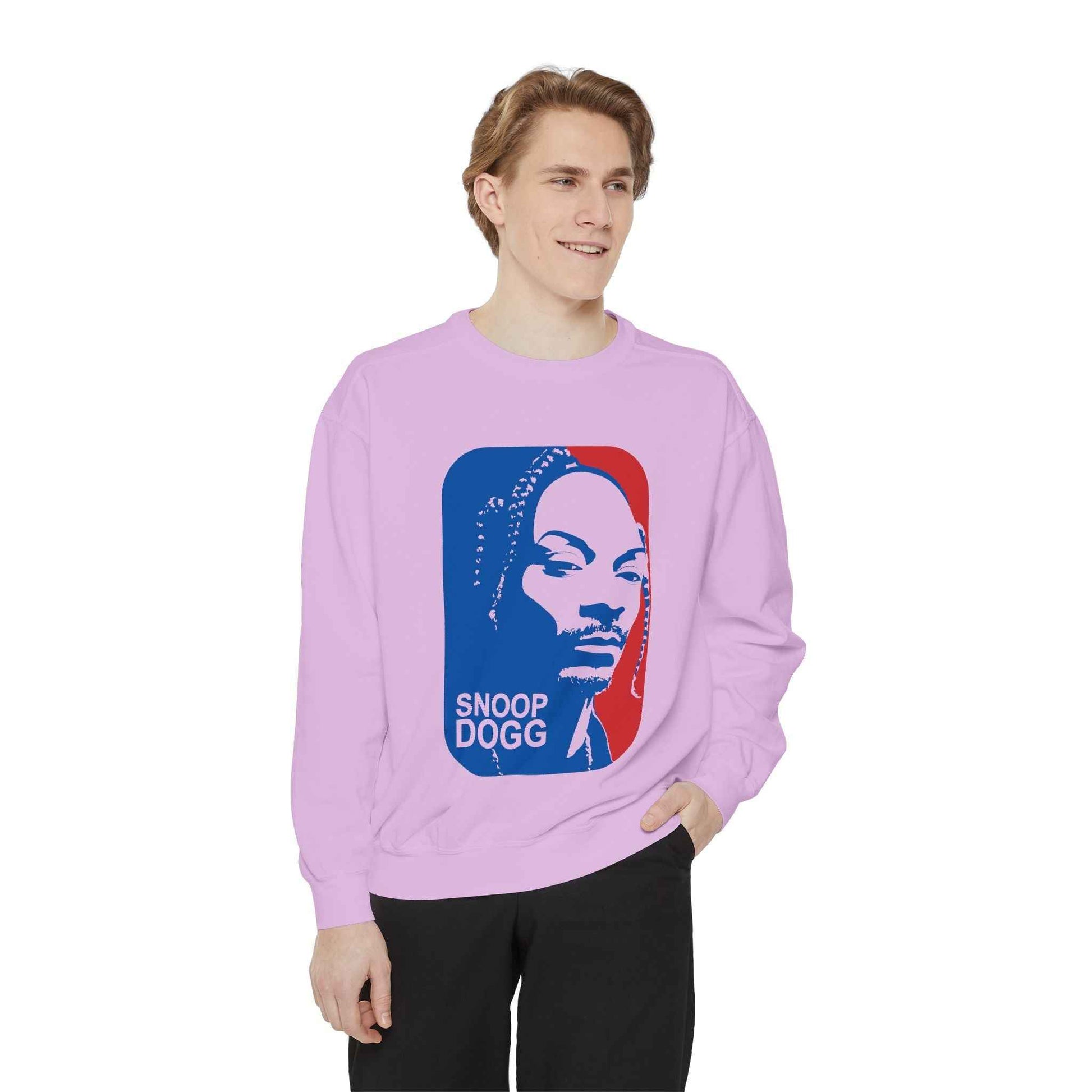 Snoop Dogg Inspired Unisex Garment-Dyed Sweatshirt - Hip Hop Style, Retro Fashion, Streetwear, Gift for Music Lovers, Cozy Apparel