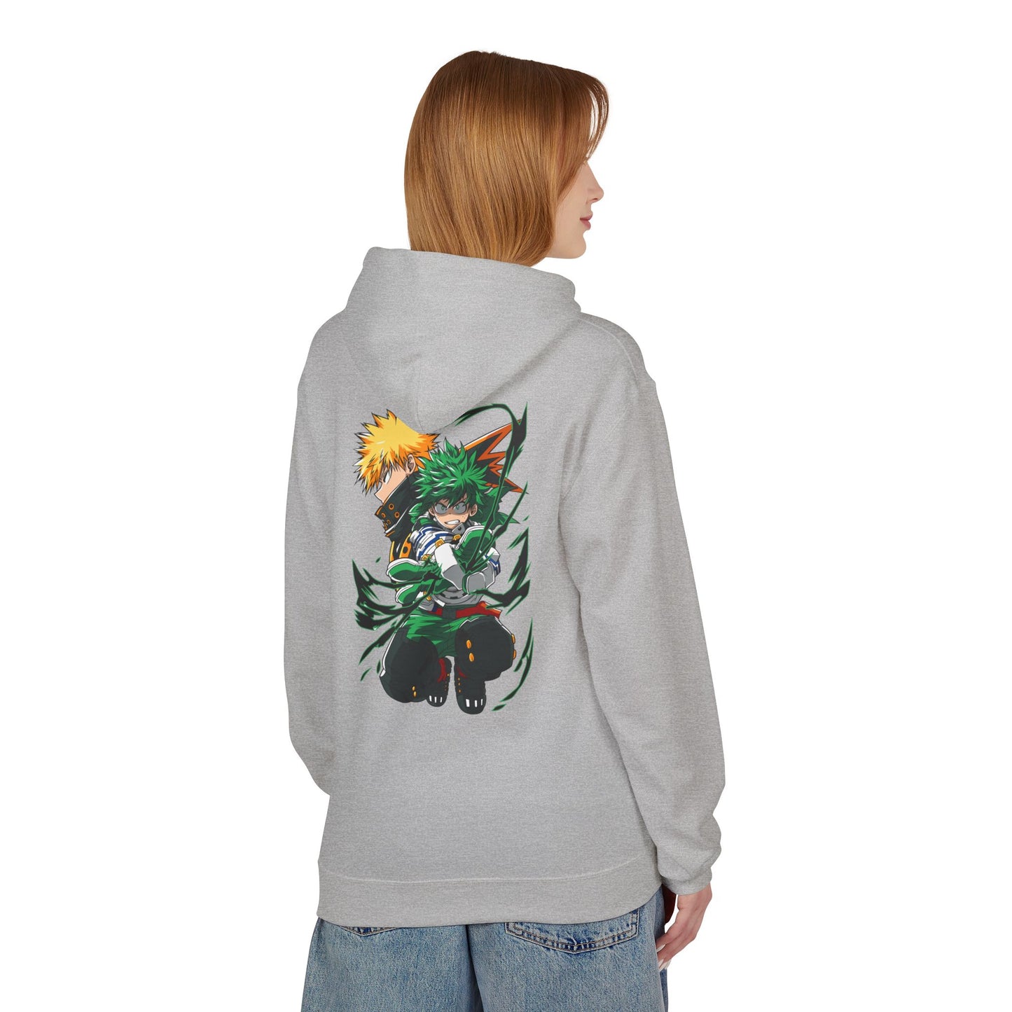 Anime Hero Duo Hoodie — Action Back Print with Japanese Logo