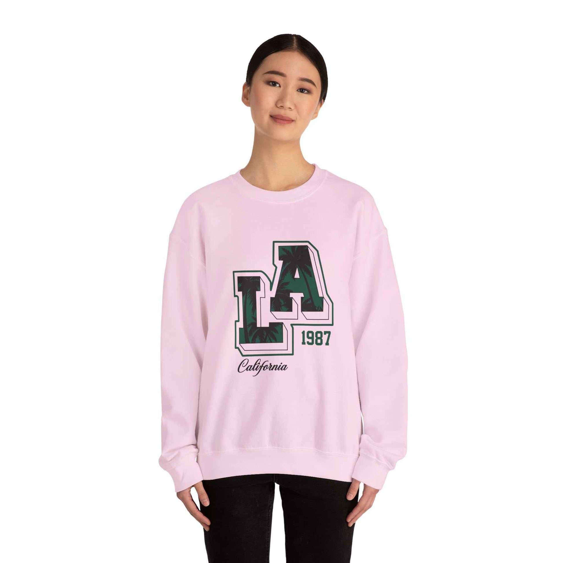 LA California 1987 Crewneck Sweatshirt, Cozy Unisex Sweatshirt, Casual Outing Apparel, Perfect Gift for Birthdays, Relaxed Fit Tees