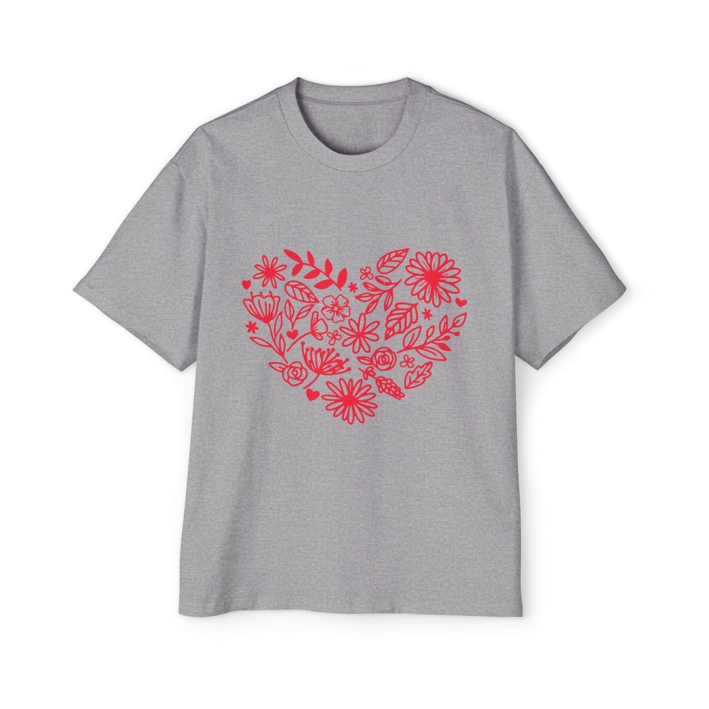 Romantic Floral Oversized Tee - Perfect for Valentine's Day, Casual Wear, Gift for Him, Comfortable Fashion, Everyday Style Printify