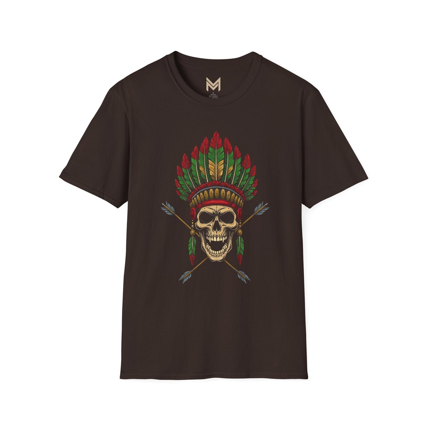 Skull and Feather Camp T-Shirt, Boho Unisex Tee, Festival Apparel, Edgy Graphic Shirt, Halloween Costume Top - Maklenn