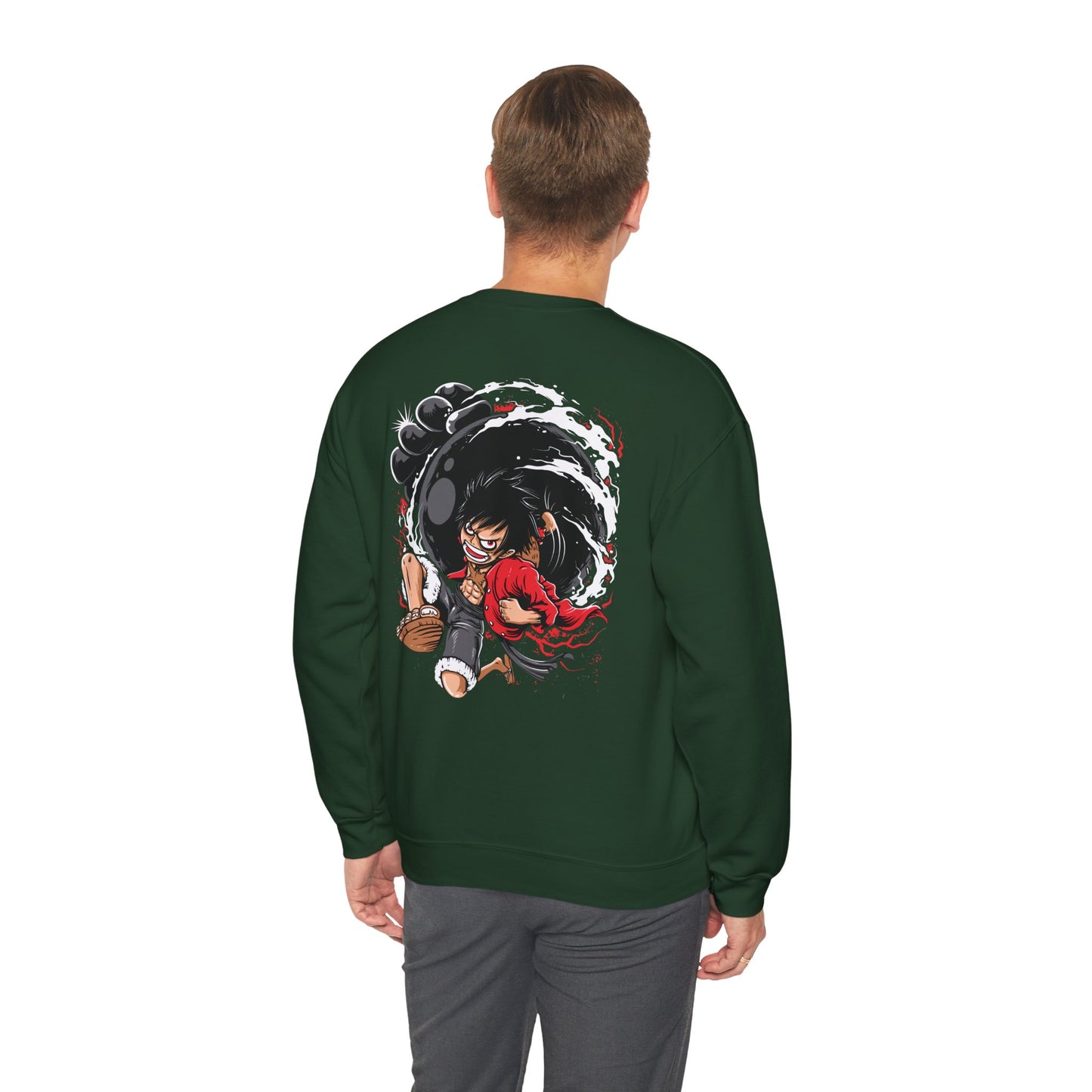 One Piece Luffy Gear 4 Crewneck Sweatshirt — Anime Pirate Straw Hat Design