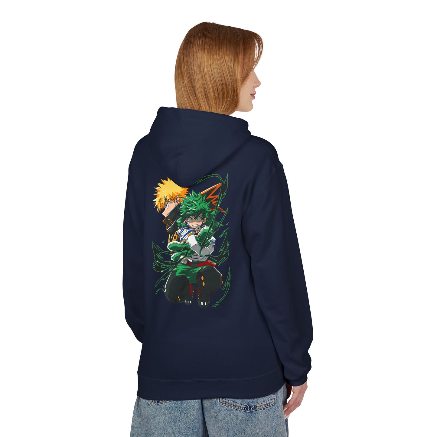 Anime Hero Duo Hoodie — Action Back Print with Japanese Logo
