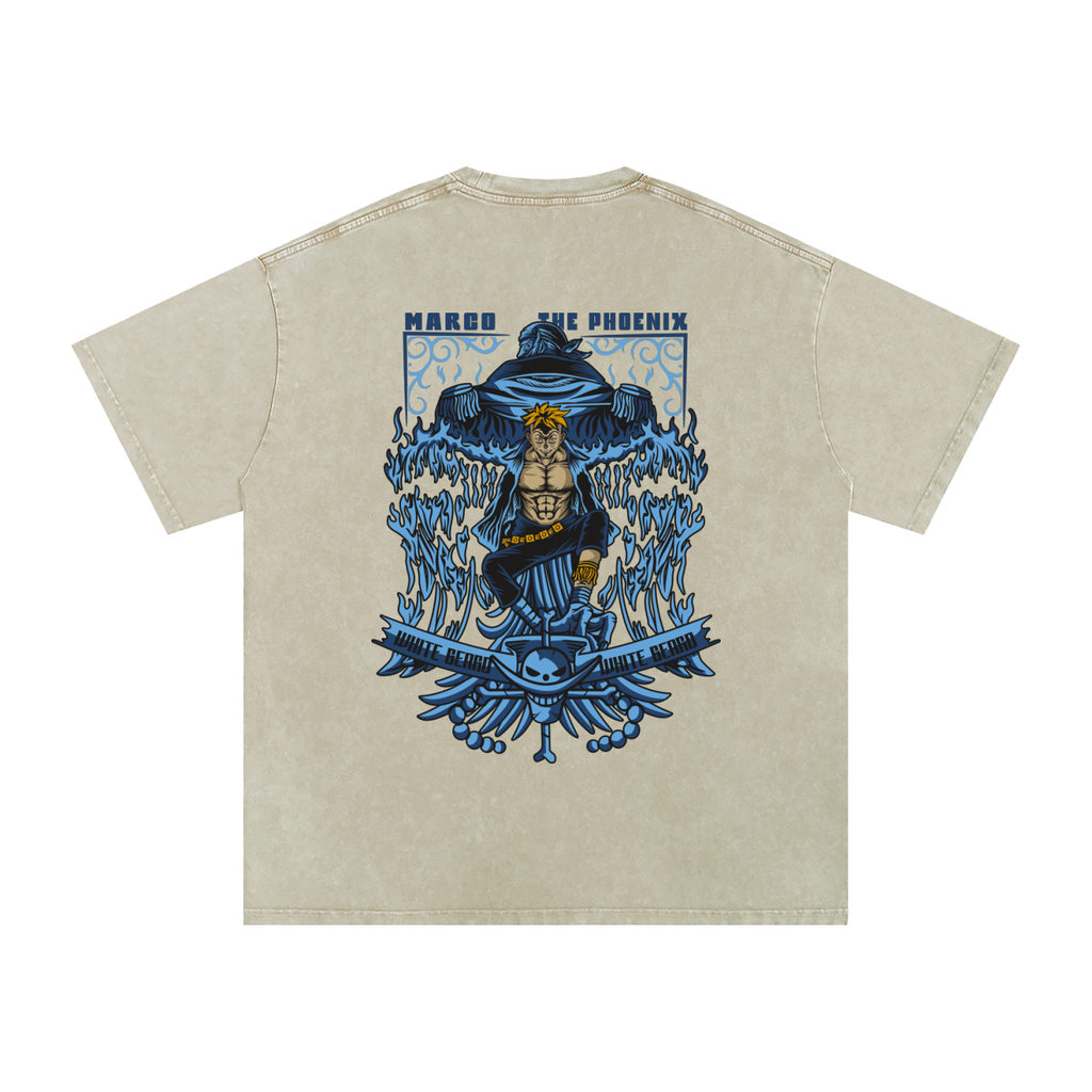 Marco the Pheonix | One Piece | Snow Washed Oversized Cotton T-Shirt ODMPOD
