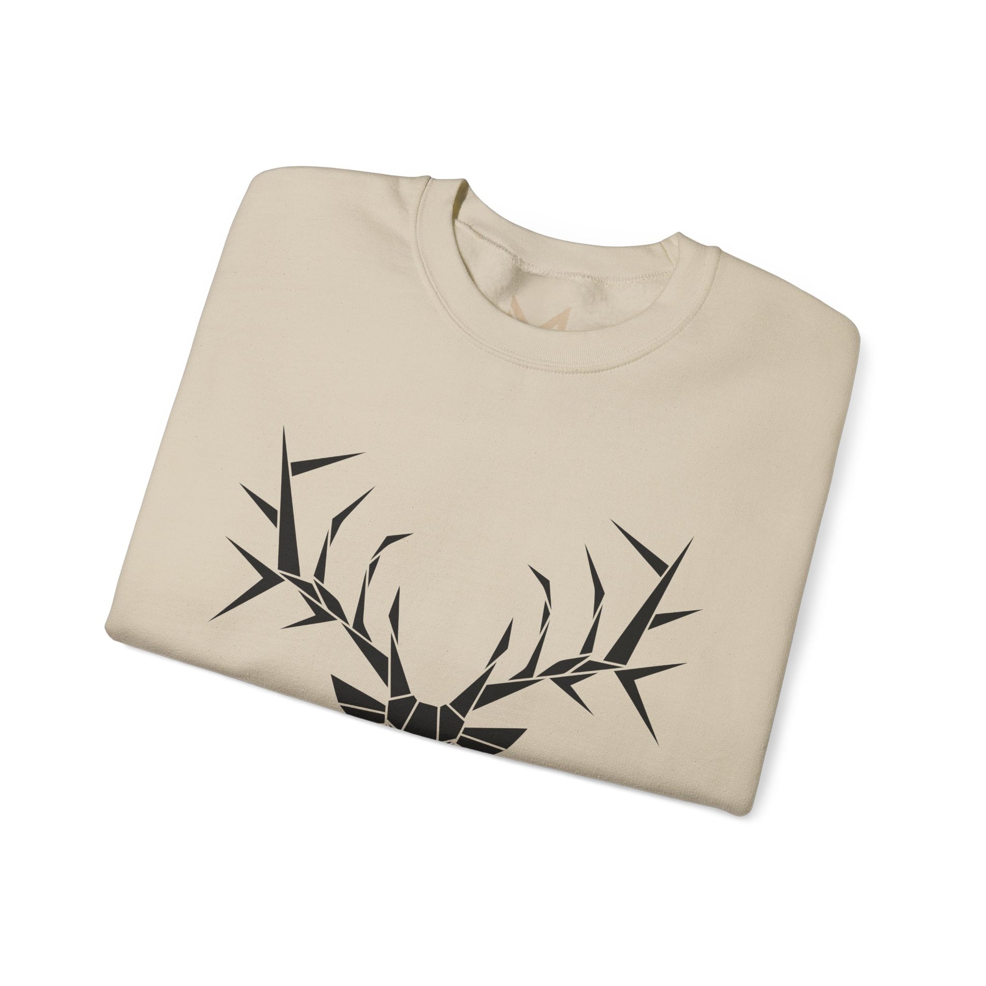 Geometric Stag Crewneck Sweatshirt — Minimal Black Deer Graphic Printify