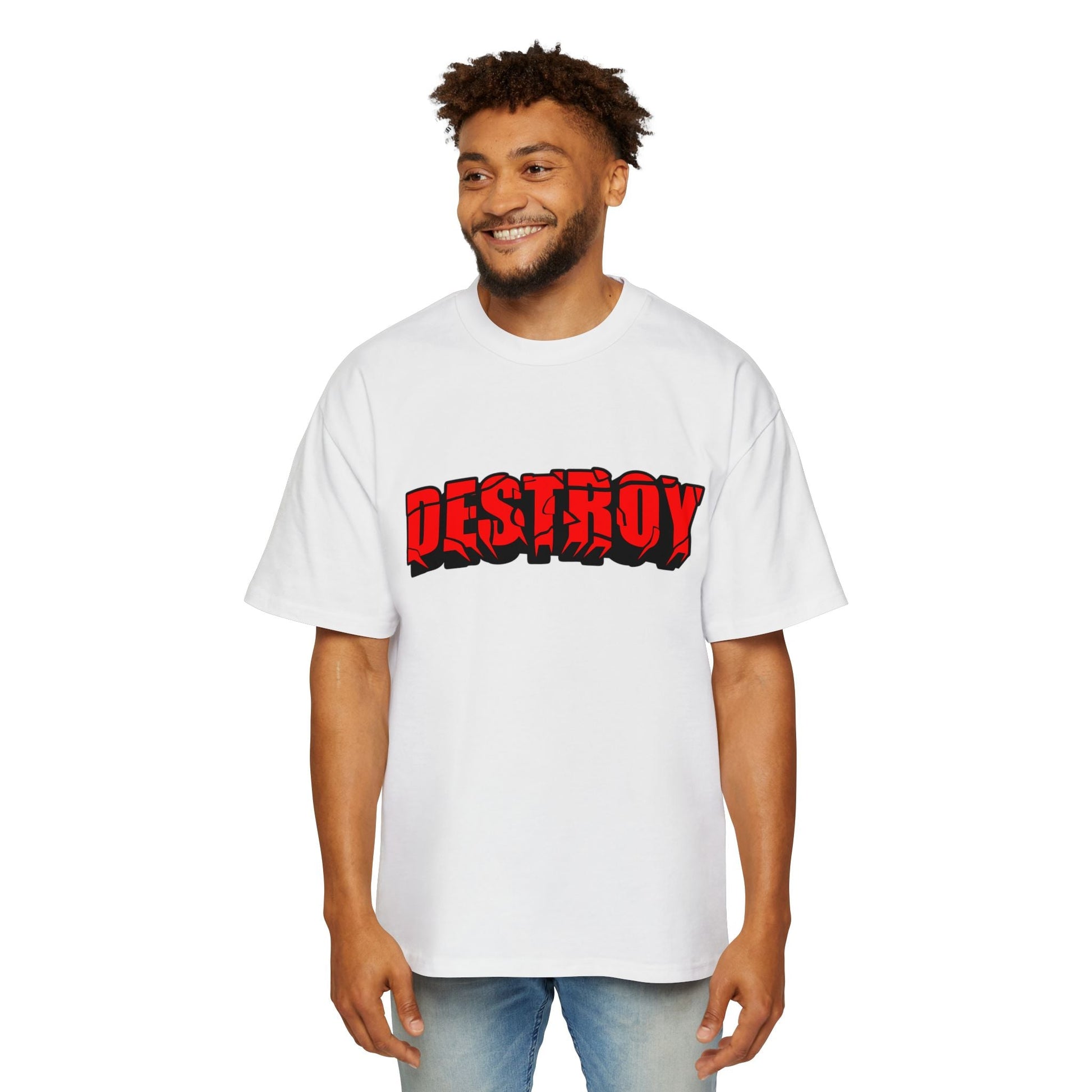 Men's Oversized Graphic Tee - DESTROY, Casual Streetwear, Unisex Fashion, Trendy Men's Shirt, Gift for Him, Everyday Wear - Maklenn