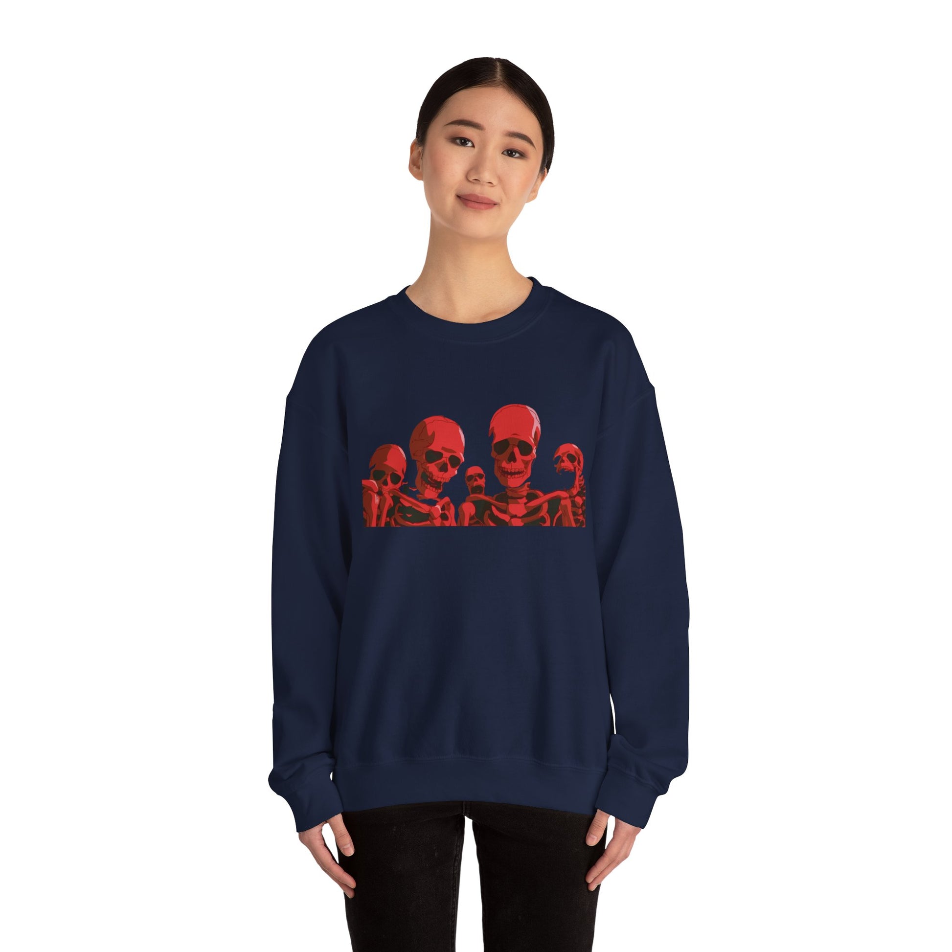 Red Skull Crewneck Sweatshirt Printify
