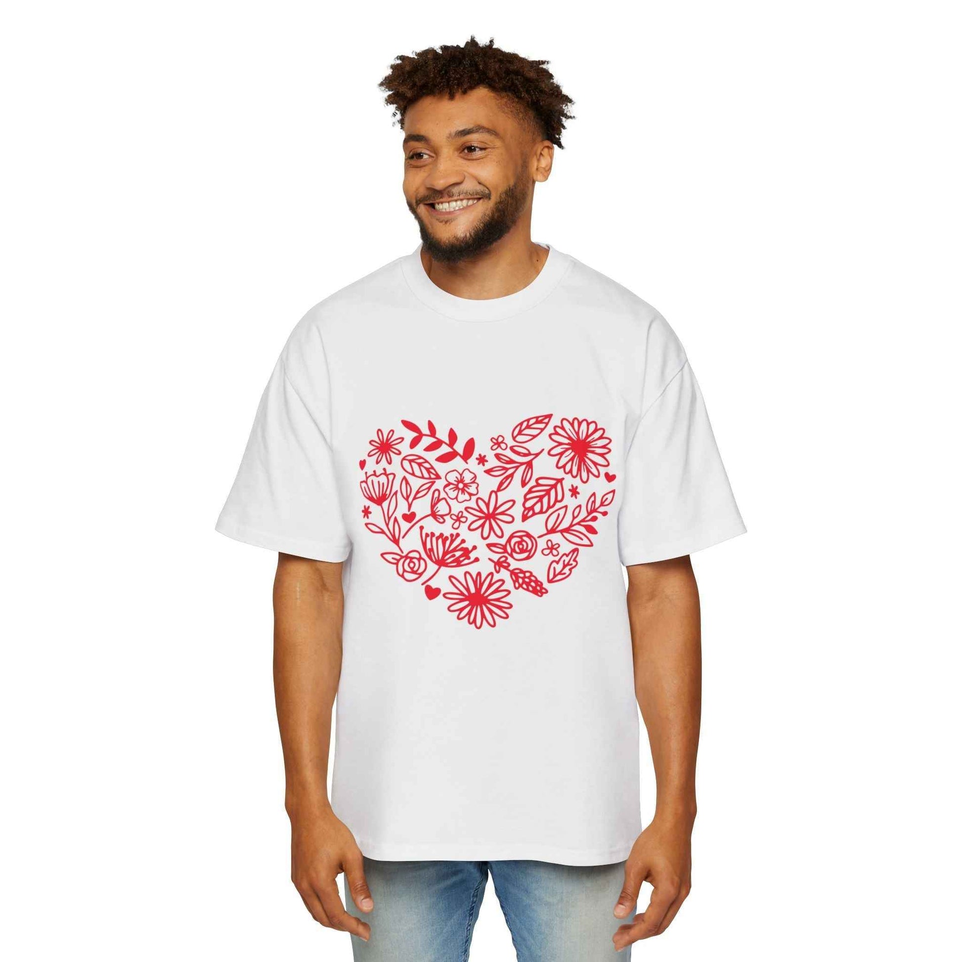 Romantic Floral Oversized Tee - Perfect for Valentine's Day, Casual Wear, Gift for Him, Comfortable Fashion, Everyday Style