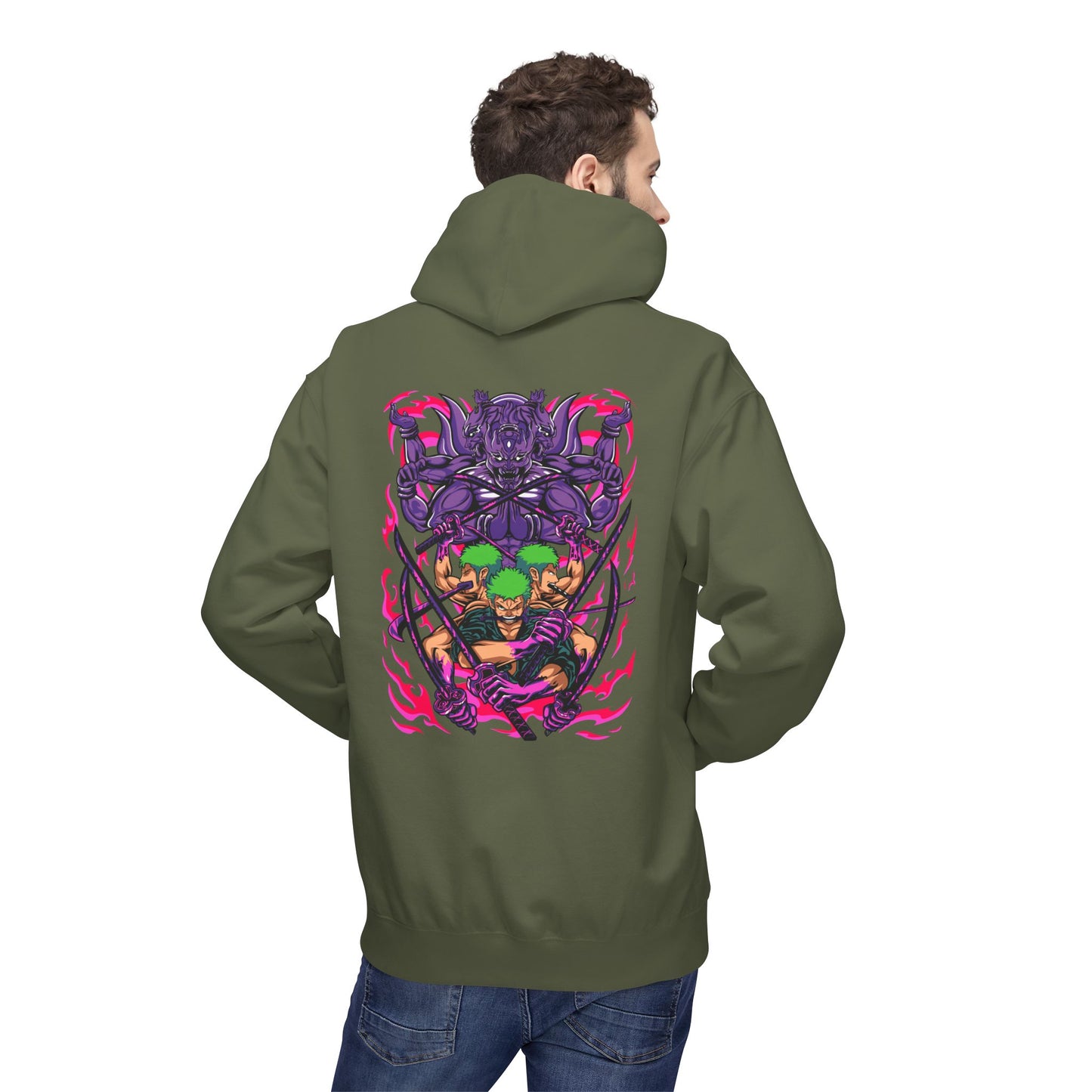 One Piece Zoro & Kuma Graphic Hoodie — Anime Pirate Crew Pullover