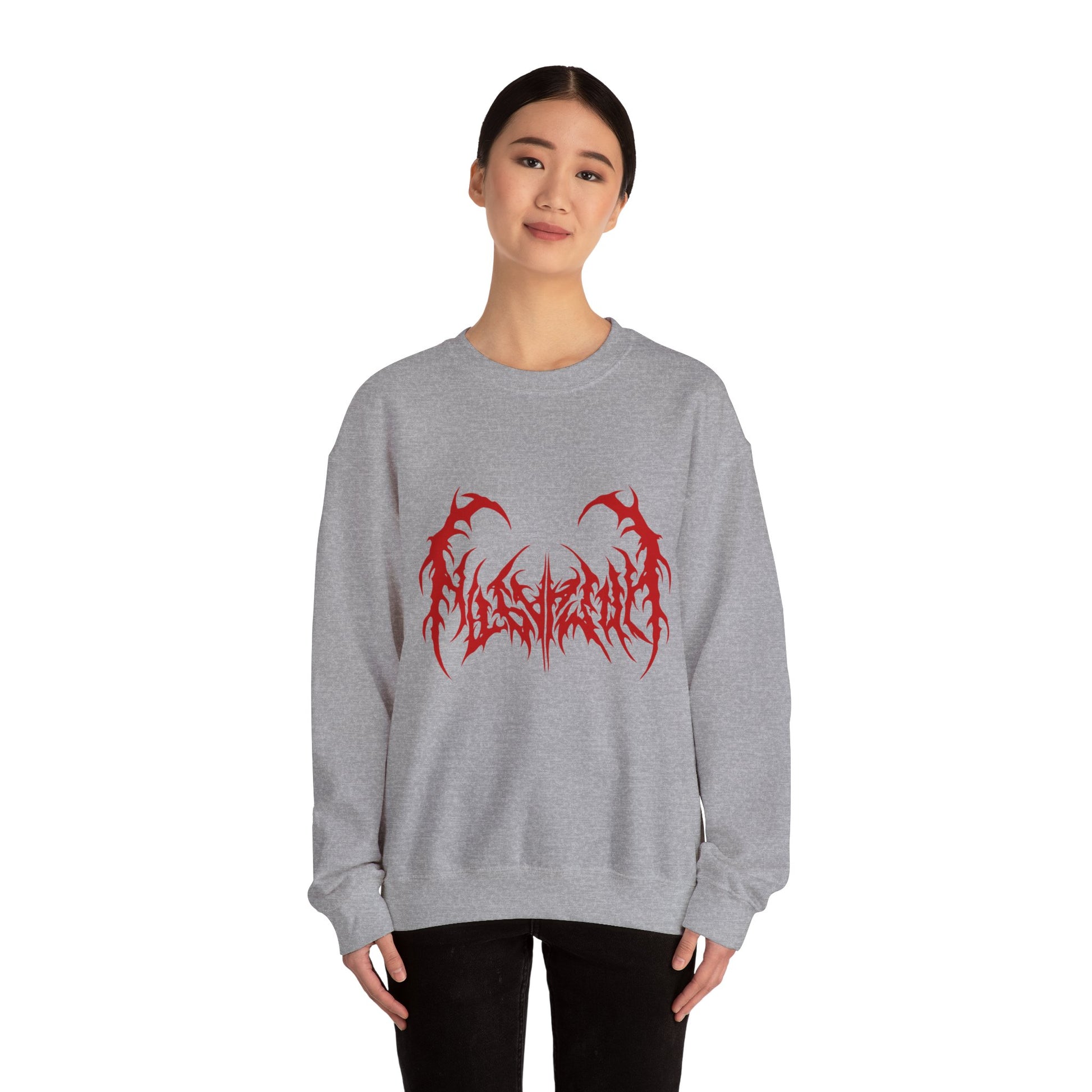 Gothic Graphic Sweatshirt, Trendy Unisex Crewneck, Perfect for Concerts, Casual Outings, Gift for Music Lovers, Halloween Apparel Printify