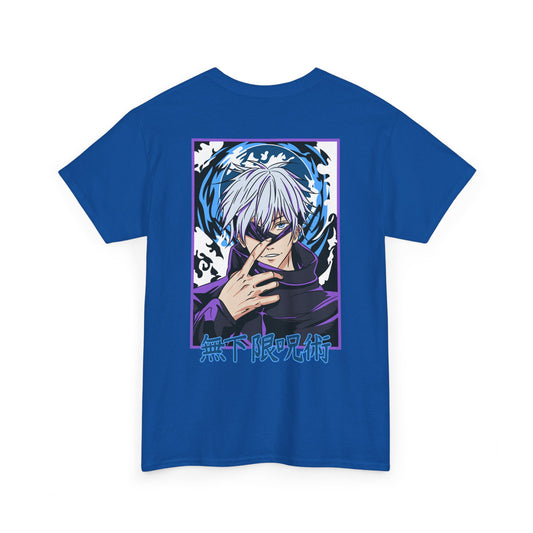 Jujutsu Kaisen Gojo Satoru Anime T-Shirt — Back Graphic & Japanese Logo
