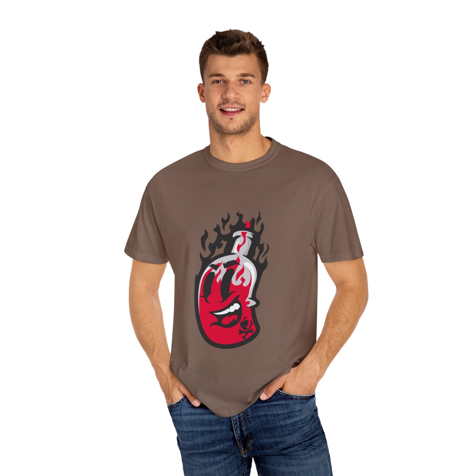 Flame Graphic T-shirt for Unisex, Casual Summer Wear, Gift for Music Lovers, Vibrant Artwork Tee, Trendy Fashion Top Printify