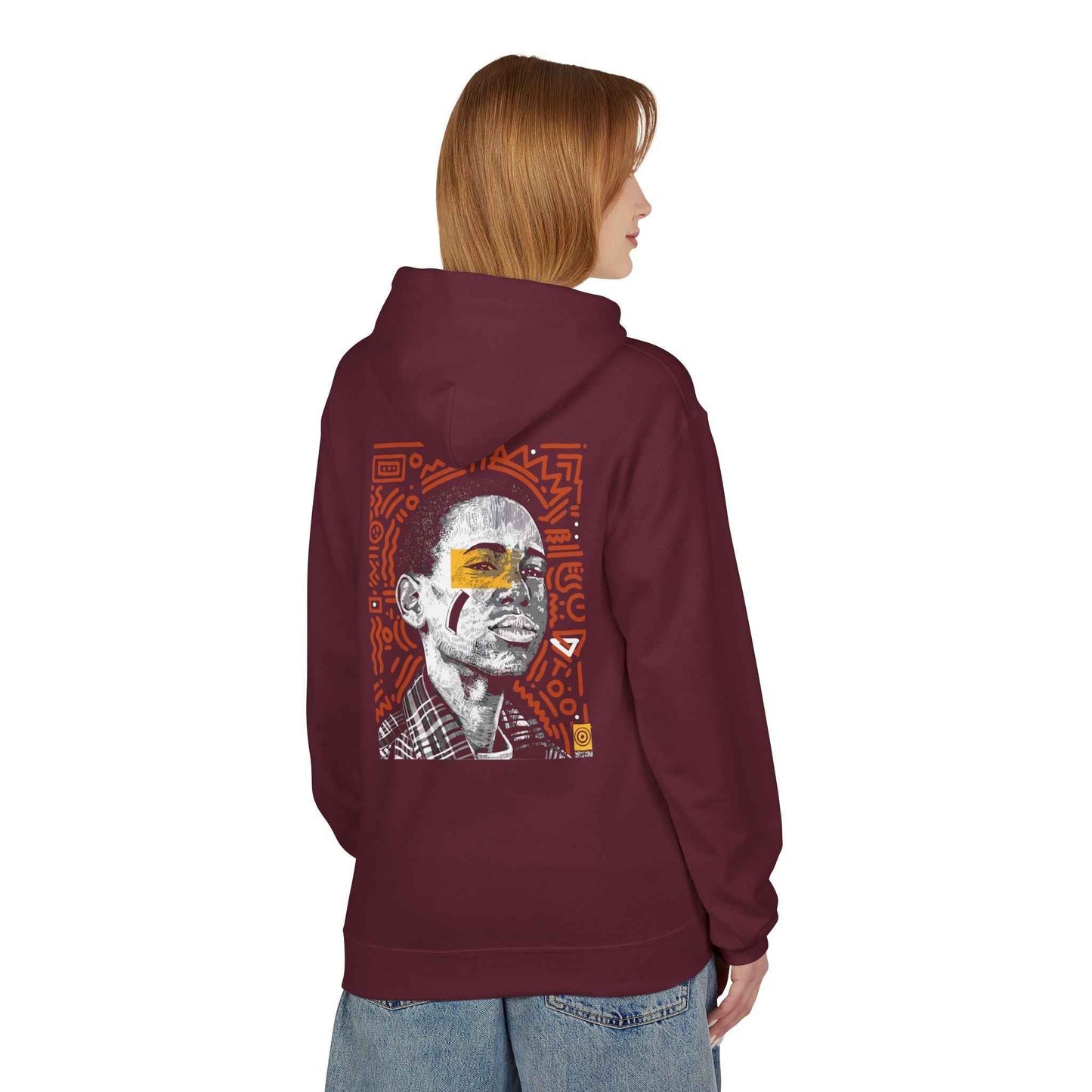 Artistic Fleece Hoodie with Unique Graphic Print for Comfort, Casual Wear, Gift for Art Lovers, Unisex Hip Hop Style