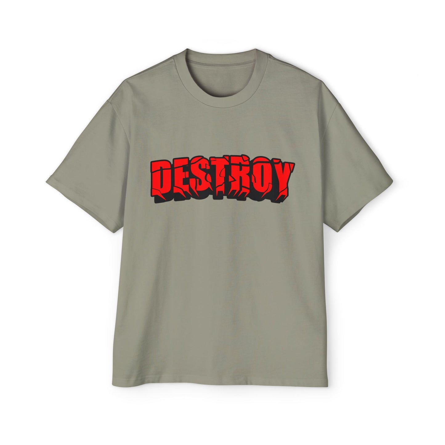 Men's Oversized Graphic Tee - DESTROY, Casual Streetwear, Unisex Fashion, Trendy Men's Shirt, Gift for Him, Everyday Wear - Maklenn