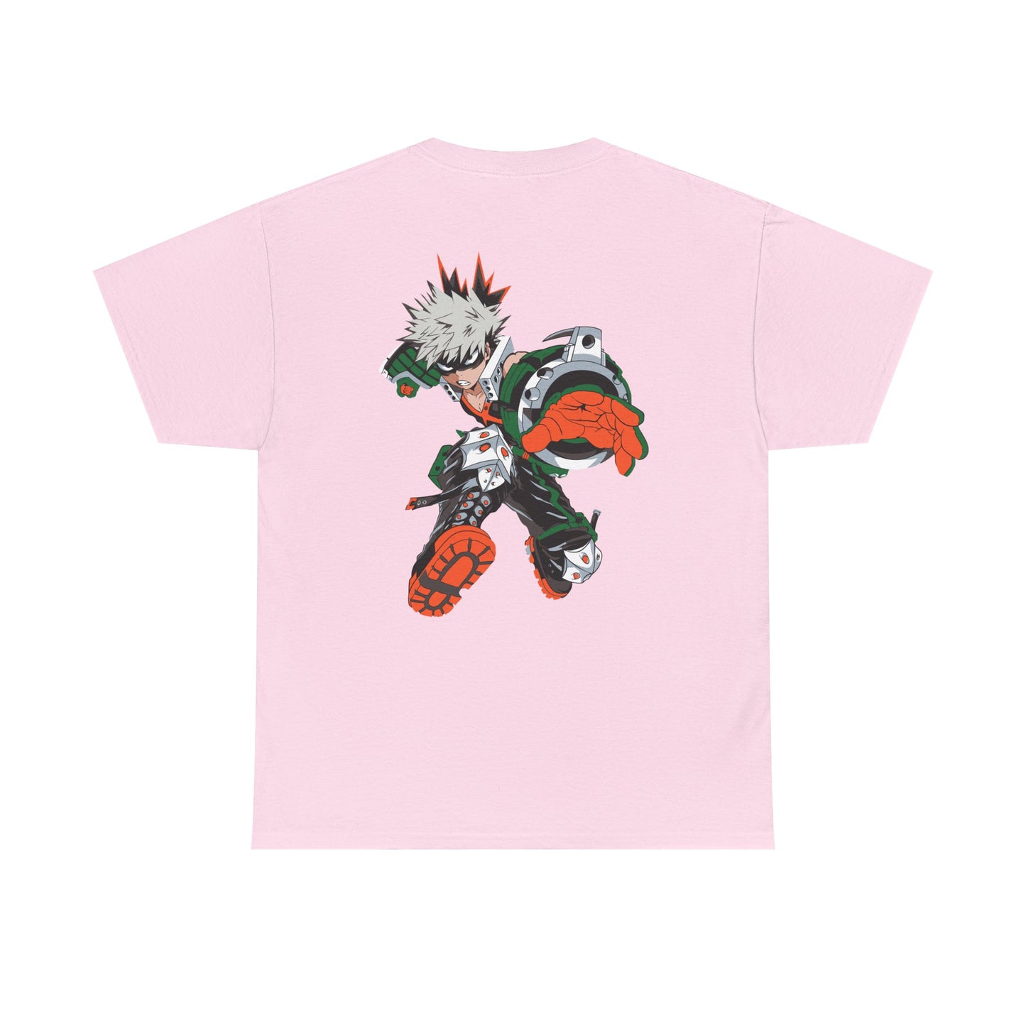 Anime Graphic Tee — Dynamic Action Back Print with Small Chest Logo