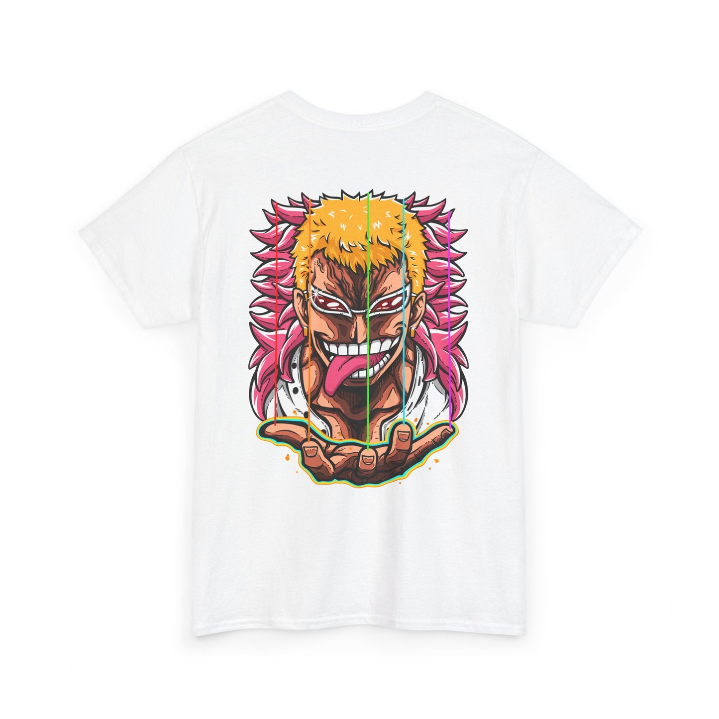 Anime Graphic Tee — Bold Color Manga Villain Back Print