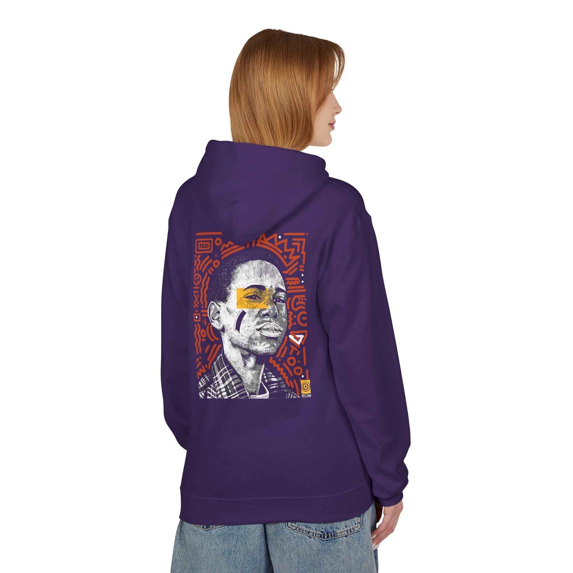 Artistic Fleece Hoodie with Unique Graphic Print for Comfort, Casual Wear, Gift for Art Lovers, Unisex Hip Hop Style
