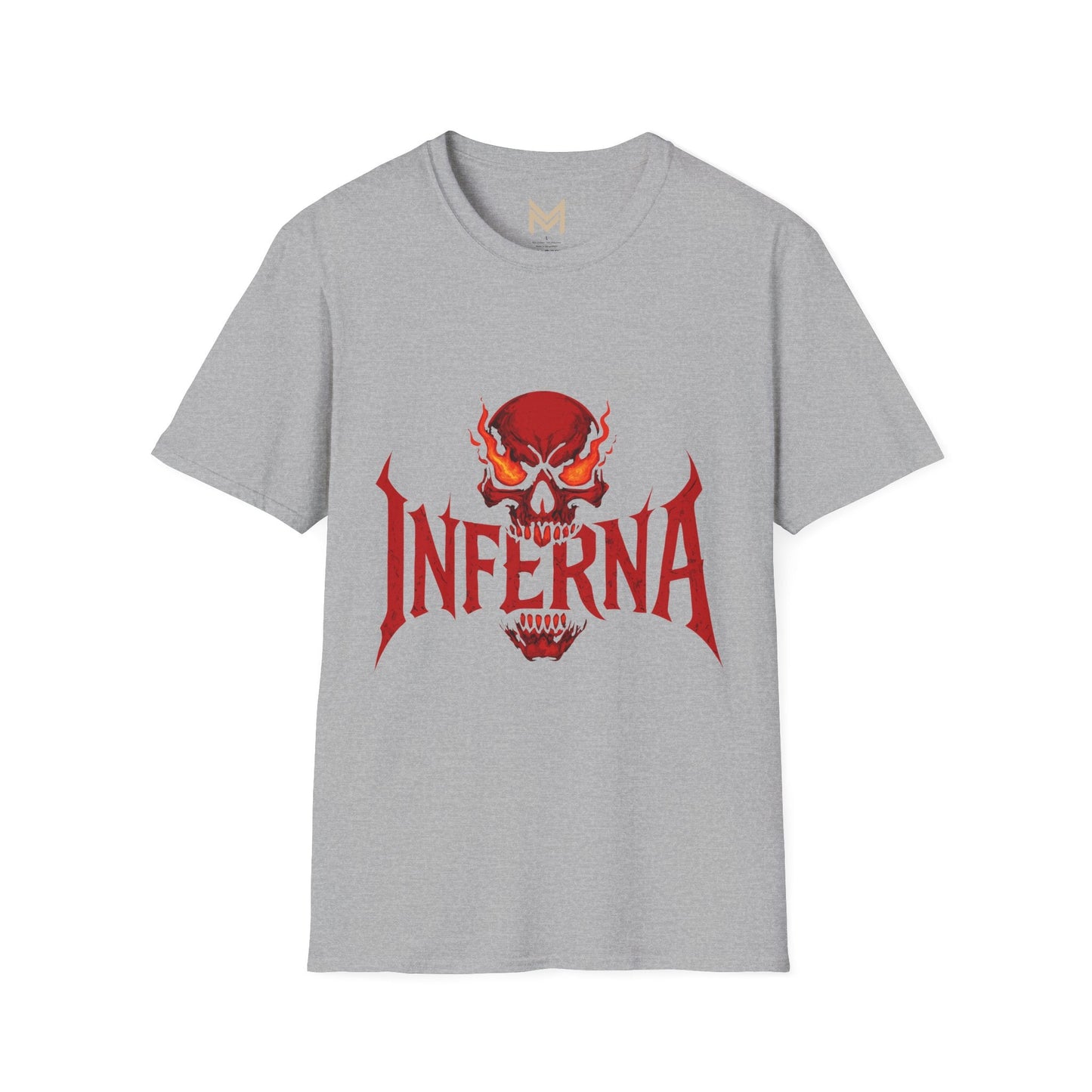 Unisex Softstyle Graphic Tee - Infernally Cool Skull Design, Alternative Fashion, Gift for Gamers, Casual Wear, Halloween Spook Printify