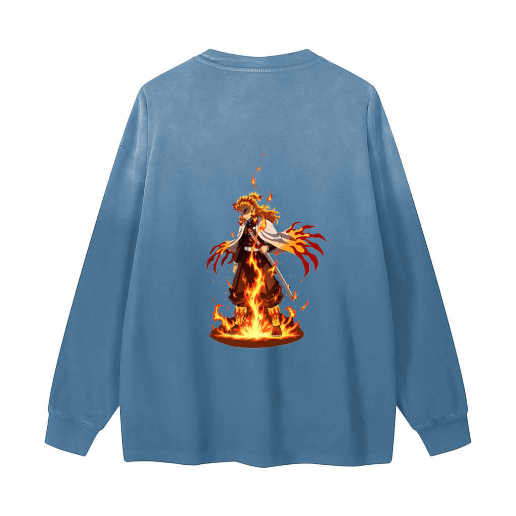Kyōjurō Rengoku | Demon Slayer | Gradient Washed Long Sleeve T-Shirt ODMPOD