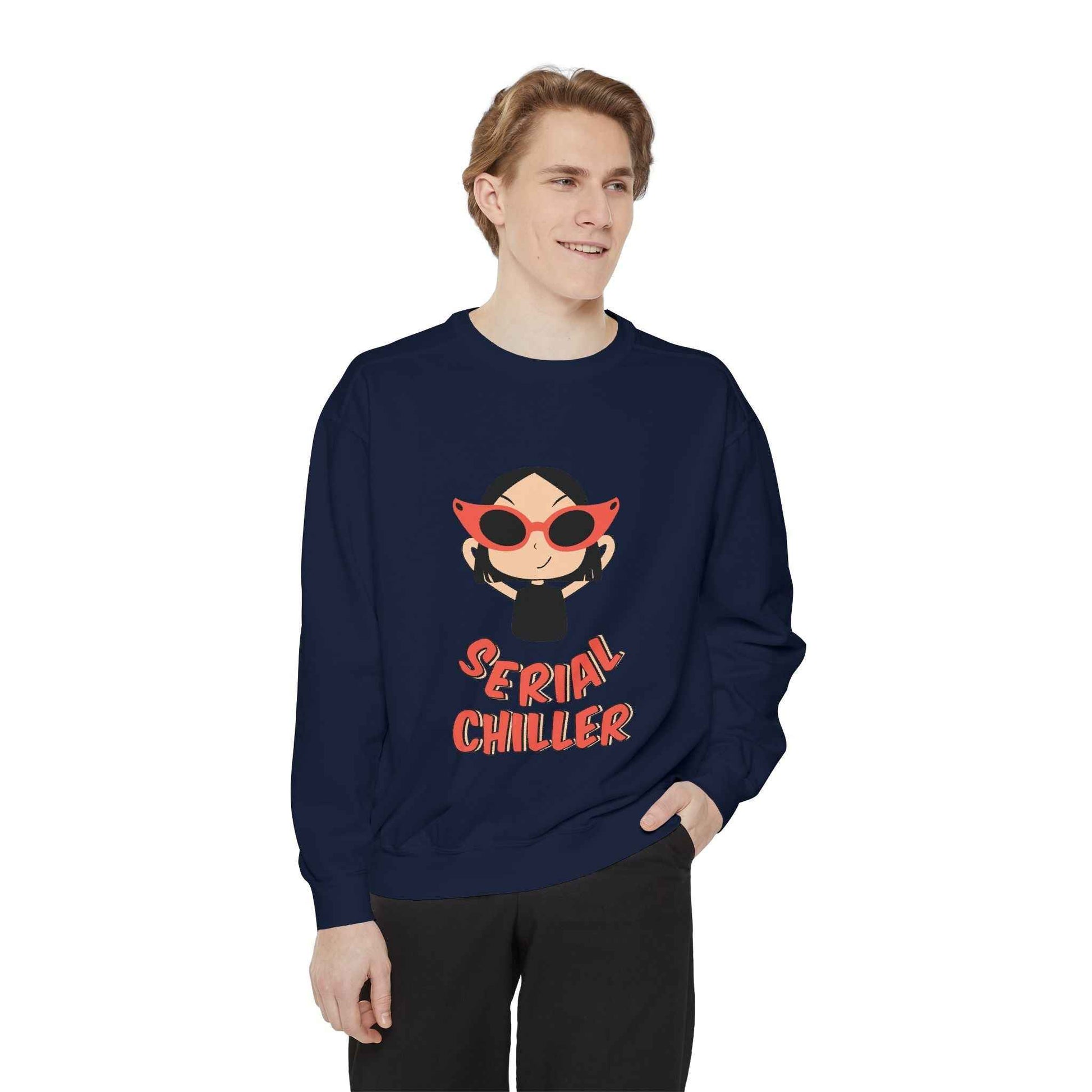 Serial Chiller Unisex Garment-Dyed Sweatshirt, Cozy Casual Wear, Gift for Relaxed Vibes, Cute Lounge Sweatshirt, Streetwear Style, [...]