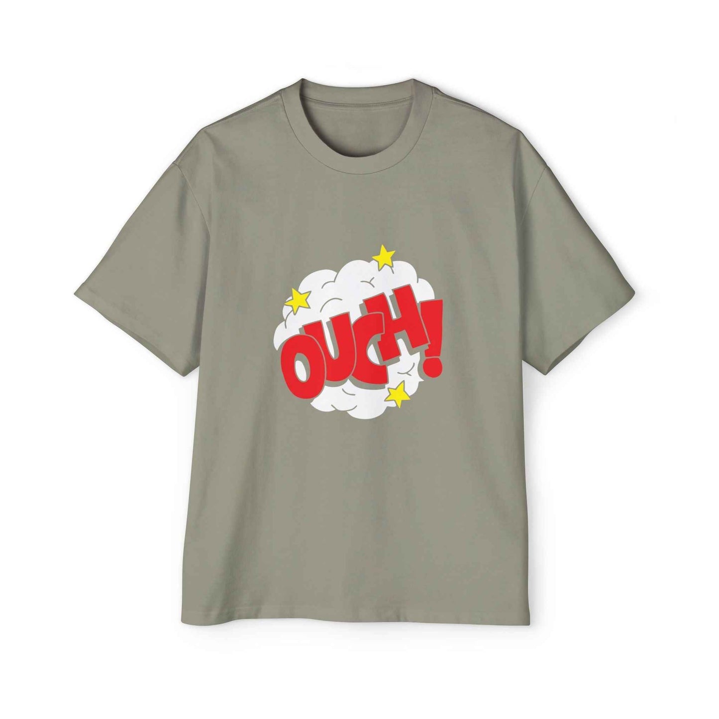Ouch! Men's Heavy Oversized Tee, Casual T-Shirt, Gift for Him, Everyday Wear, Graphic Tee, Summer Style