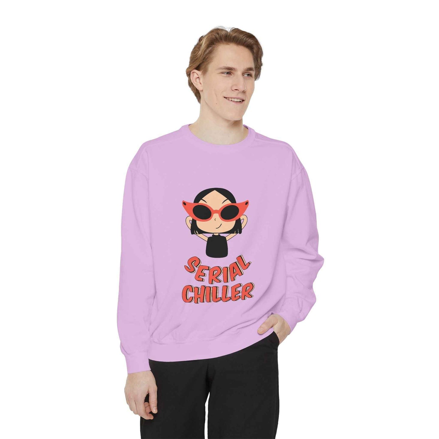 Serial Chiller Unisex Garment-Dyed Sweatshirt, Cozy Casual Wear, Gift for Relaxed Vibes, Cute Lounge Sweatshirt, Streetwear Style, [...]