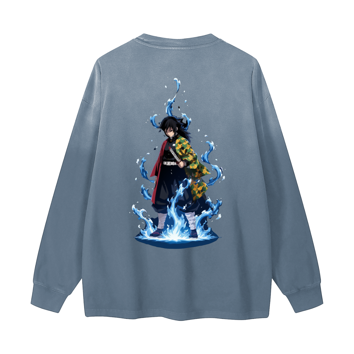 Giyu Tomioka | Demon Slayer | Gradient Washed Long Sleeve T-Shirt ODMPOD