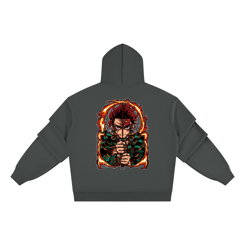 Kamado Tanjiro | Demon Slayer | Unisex Heavyweight Ruched Sleeves Hoodie ODMPOD