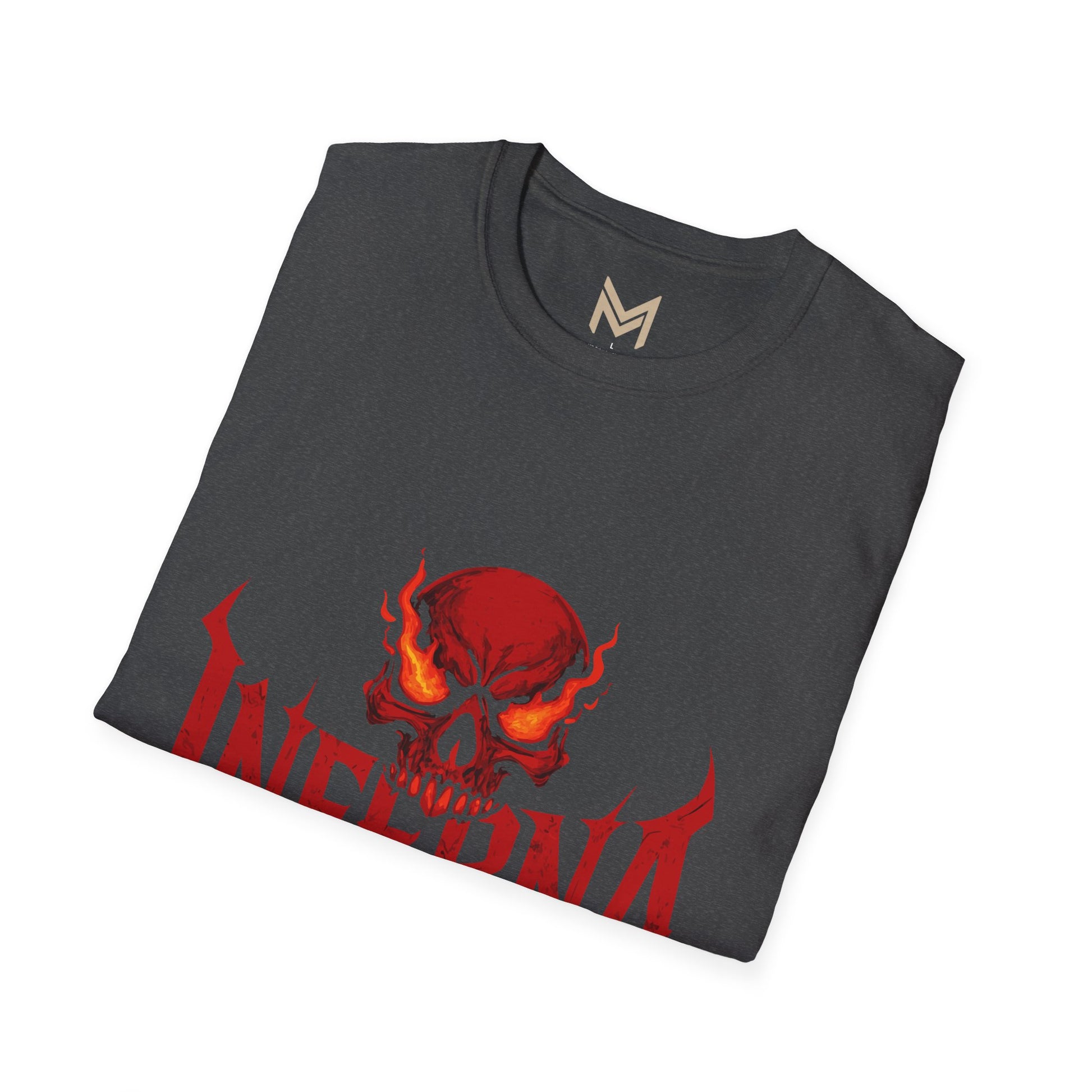 Unisex Softstyle Graphic Tee - Infernally Cool Skull Design, Alternative Fashion, Gift for Gamers, Casual Wear, Halloween Spook Printify