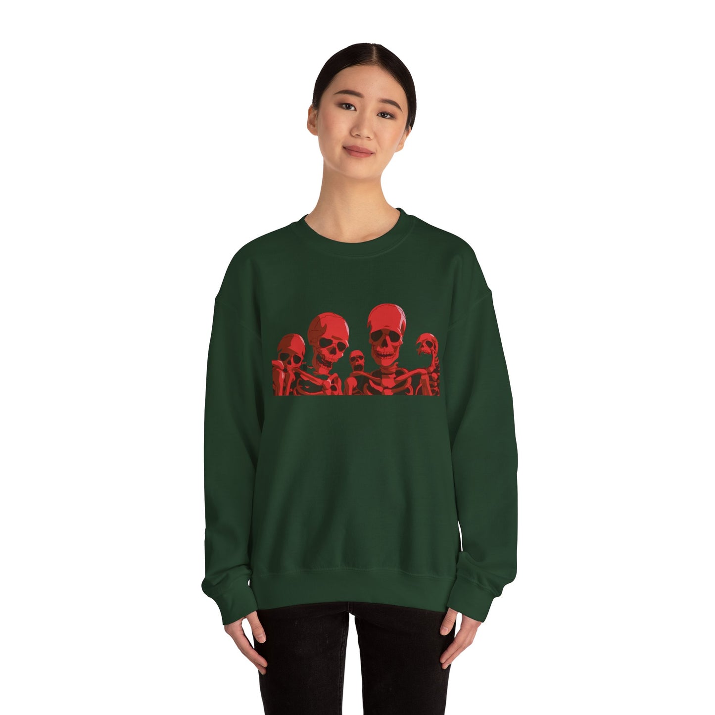 Red Skull Crewneck Sweatshirt Printify