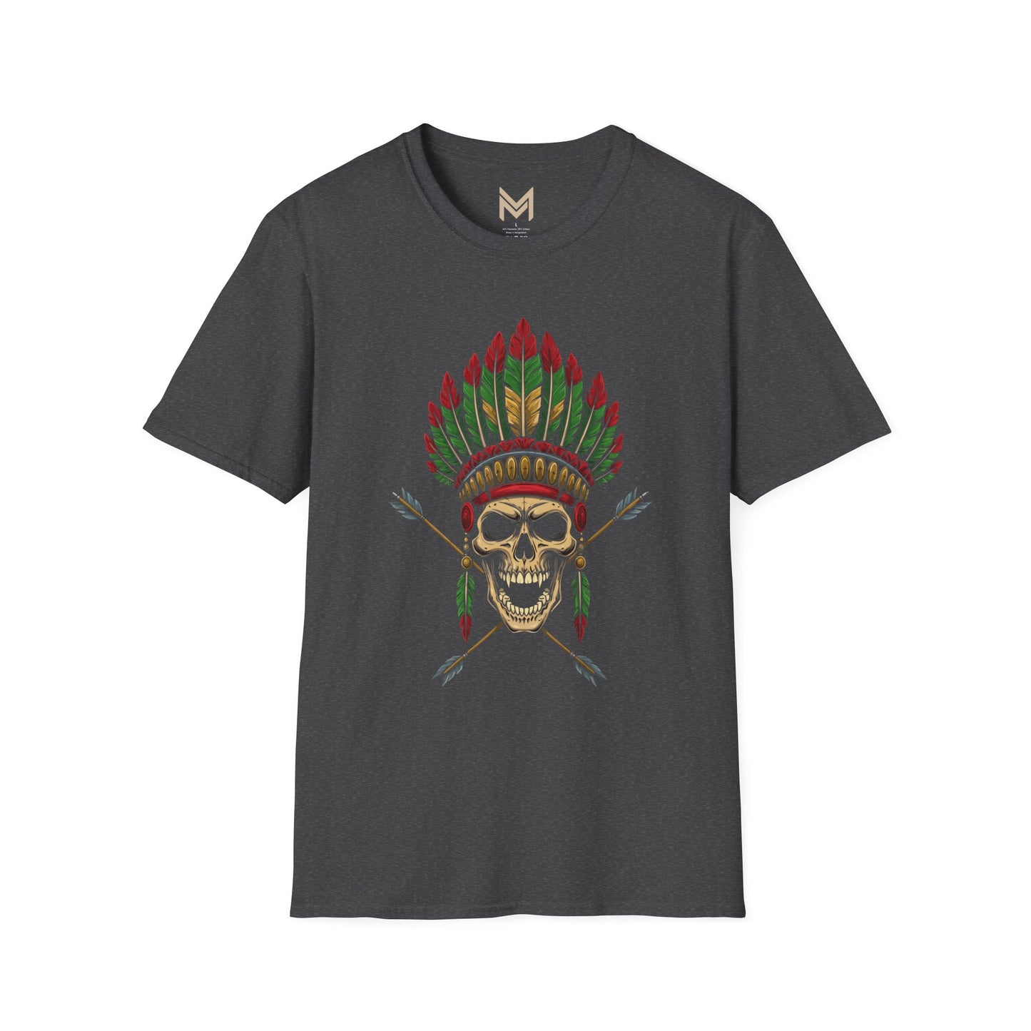 Skull and Feather Camp T-Shirt, Boho Unisex Tee, Festival Apparel, Edgy Graphic Shirt, Halloween Costume Top Printify