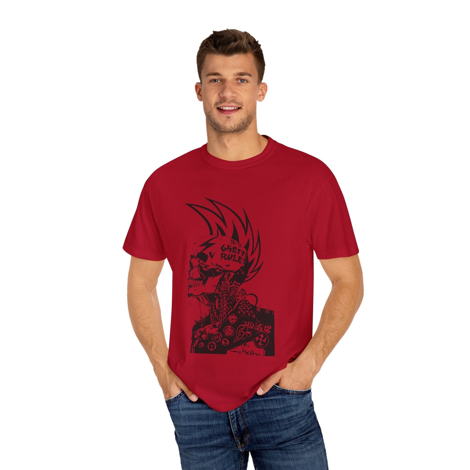 Punk Skull Graphic T-shirt for Unisex, Emo Fashion Tee, Edgy Streetwear, Gift for Music Lovers, Halloween Costume - Maklenn
