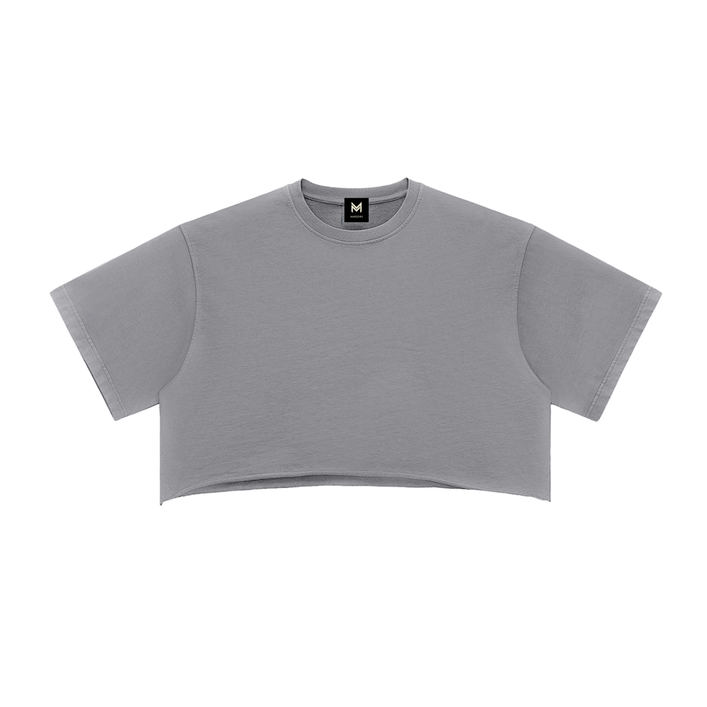 Snow Washed Raw Edge Crop Top