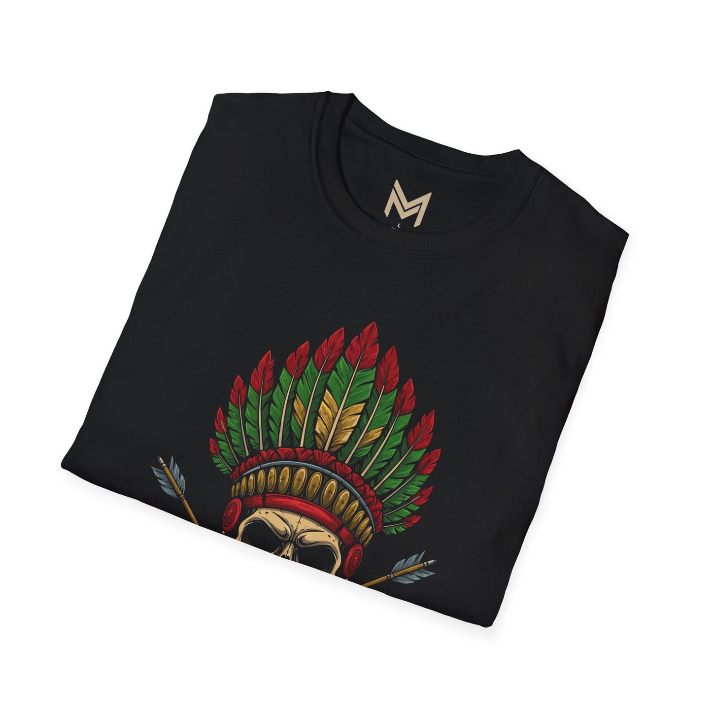 Skull and Feather Camp T-Shirt, Boho Unisex Tee, Festival Apparel, Edgy Graphic Shirt, Halloween Costume Top - Maklenn